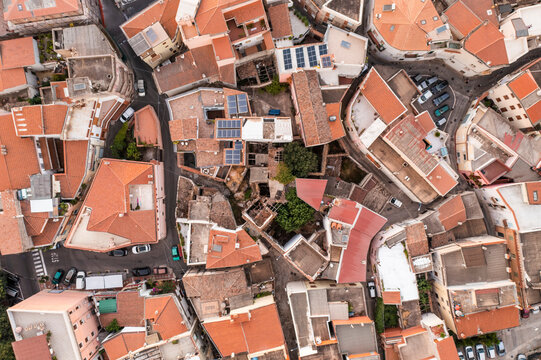 Aerial view of Dorgali, Nuoro, Sardinia, Italy.