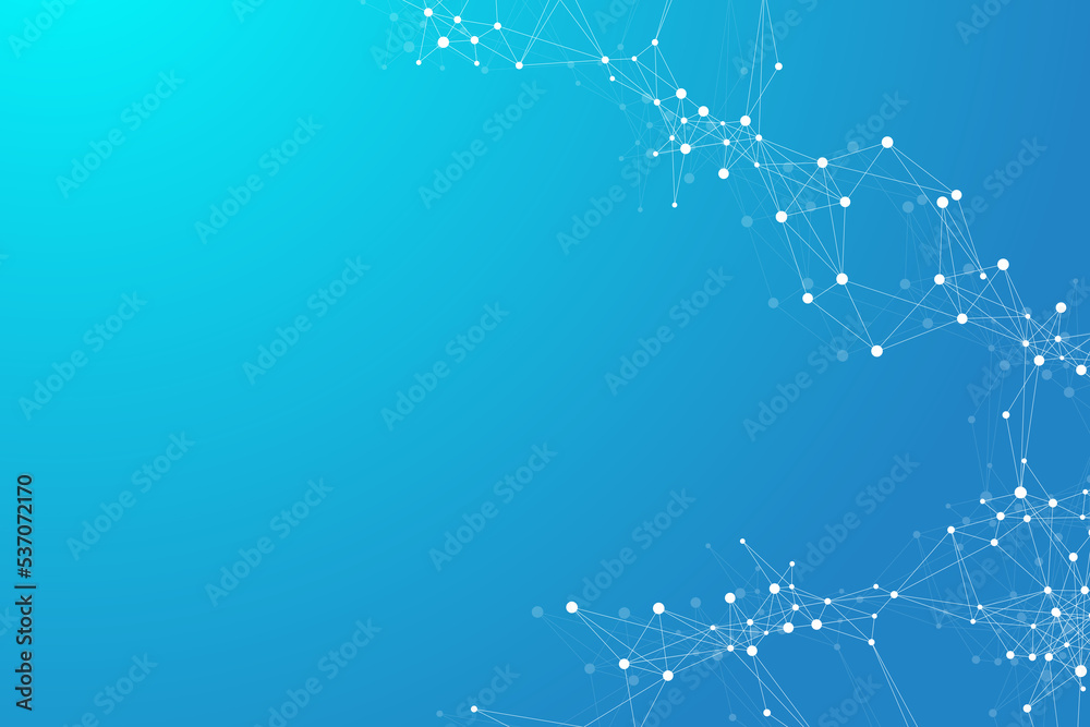 Aufkleber Geometric blue graphic background molecule and communication. Big data complex with compounds. Lines plexus, minimal array. Digital data visualization. Scientific cybernetic illustration.