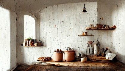 Scandinavian kithcen detail with warm colors