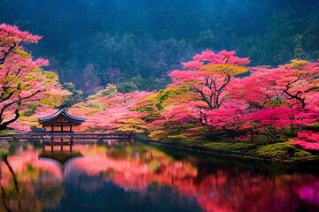 japanese garden in autumn