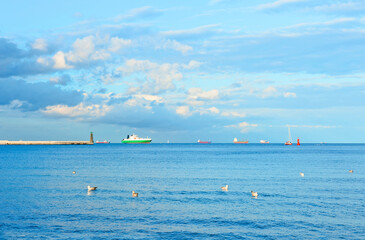 Sea landscape with cloudy sky