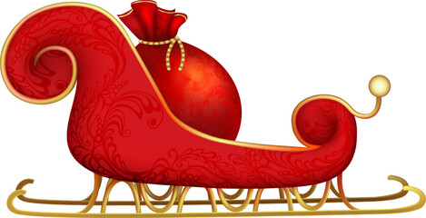 Christmas magic santa claus sleigh with magic gift bag