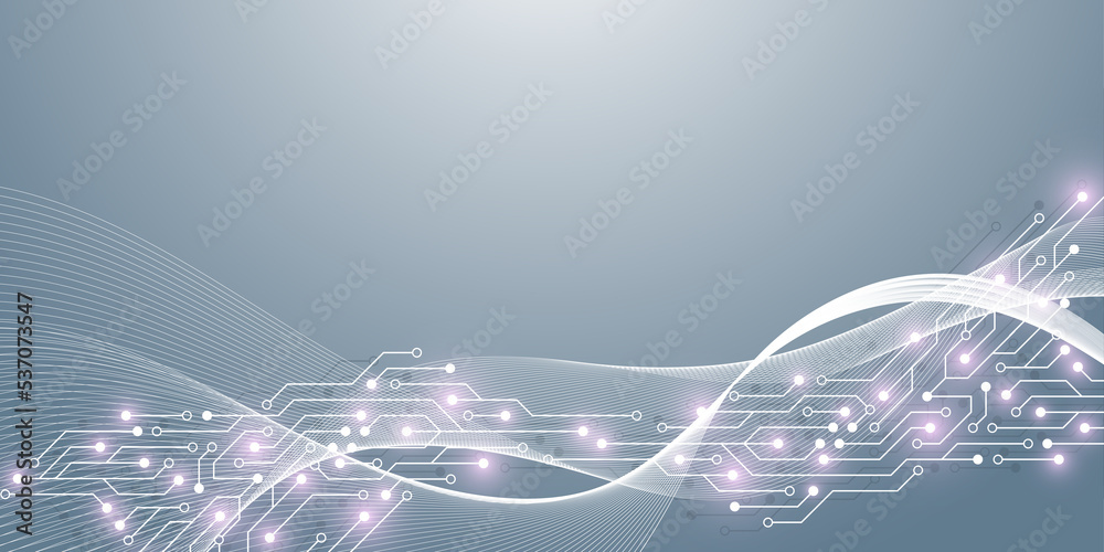 Poster Electronic texture for computer technology, engineering concept illustration. Motherboard computer generated abstract background