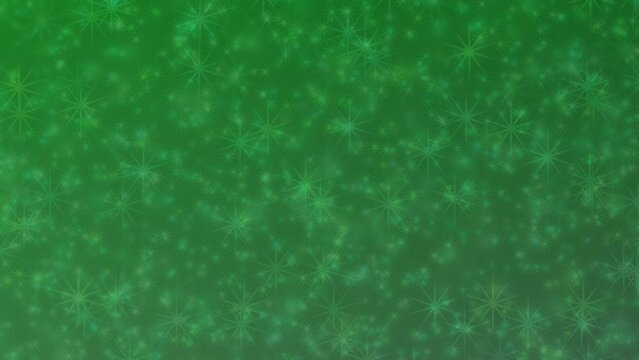 Motion graphics. forest green abstract defocused background, star shape bokeh pattern