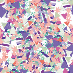 Fantasy messy freehand doodle geometric shapes seamless pattern.  Infinity ditsy scribble abstract card, layout. Creative background. Textile, fabric, wrapping paper.
