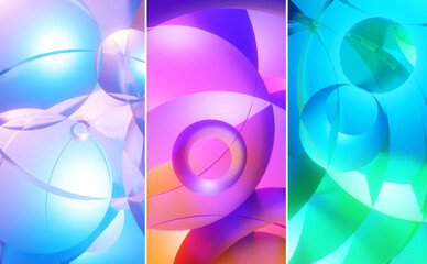 Abstract poster collection with punchy pattern in design 3d render. Backdrop for cover, banner, invitation, business flyer