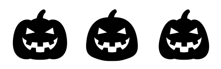 Pumpkin set. Smiling pumpkin. Jack-o'-lantern. Vector clipart isolated on white background.