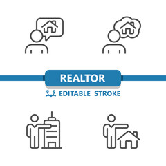 Realtor Icons. Real Estate Agent, Home Owner, House Icon