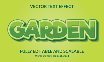 Garden Editable 3D text style effect vector template