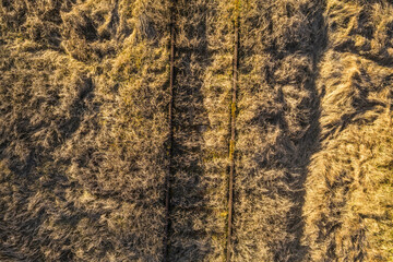 Drone photography of old rusty railroad