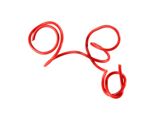 shape or force wire cable of usb and adapter into a curve or angle.isolated on white background.Electronic Connector.Selection focus.