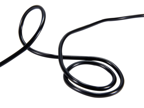 Blue wire cable of usb and adapter isolated on white background.Electronic Connector.Selection focus.