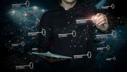 The concept of searching and choosing keywords.