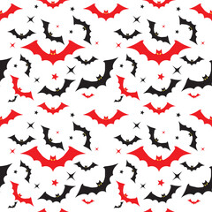 Halloween Seamless soaring bats pattern. Monochrome bats on a white background. the scary October pattern design.
