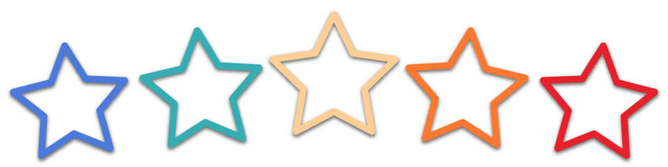 Abstract star icon set 1970s 1960s and 1950s in retro color style. Vector illustration on white isolated background.