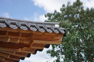 Beautiful harmony of blue sky and hanok