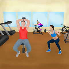 gente hace ejercicio en el gimnasio