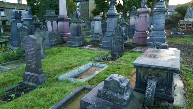 Graveyard cemetery on a rainy day