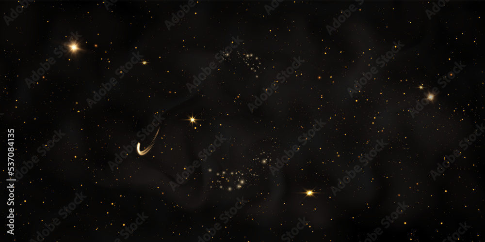Poster Stars and stardust in an infinite universe. A twinkling star on a background of dark space. Vector background