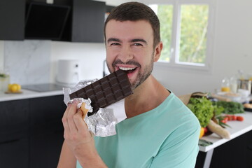 Man enjoying some delicious chocolate 