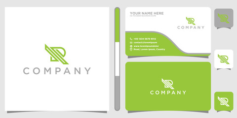 Rockline Letter R Logo Template Design Vector with Business Card Template