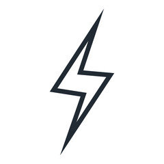 Lightning icon isolated on white background line style for wireless charging, electricity power symbol, thunder logo, high voltage sign, poster, t shirt. Flash light sign vector 10 eps