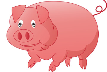 Drawing of a pink pig isolated