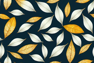 Exotic 2d seamless pattern with eucalyptus leaves and plant branches. Tropical floral background