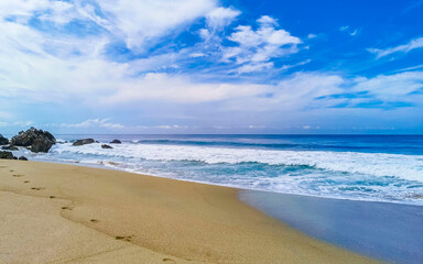 Extremely huge big surfer waves at beach Puerto Escondido Mexico.