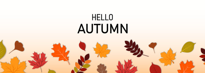 Autumn seasonal background with falling autumn colored leaves. Vector illustration