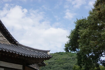 Beautiful harmony of blue sky and hanok