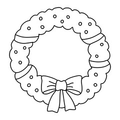 Christmas tree crown line illustration, winter line art vector, christmas decoration element, minimalist line crown vector