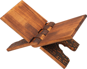 Muslim Holy book Quran rahle, wooden stand isolated on a white background transparent png image
