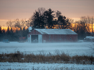 Snowy barn in Ohio