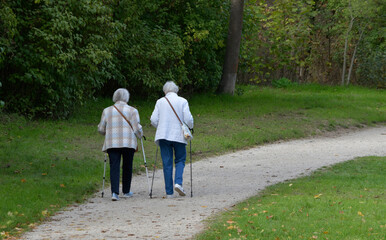 Fototapeta premium seniorinnen auf parkweg