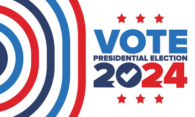 Fototapeta premium Presidential Election 2024 in United States. Vote day, November 5. US Election. Patriotic american element. Poster, card, banner and background. Vector illustration