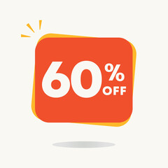 60% off. Tag for campaign with special offers, retail clearance. Discounted sales price. Use in ads, social media, banner
