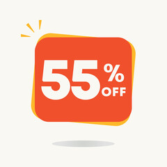 55% off. Tag for campaign with special offers, retail clearance. Discounted sales price. Use in ads, social media, banner