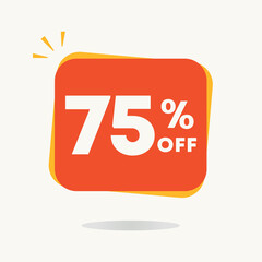 75% off. Tag for campaign with special offers, retail clearance. Discounted sales price. Use in ads, social media, banner