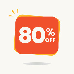 80% off. Tag for campaign with special offers, retail clearance. Discounted sales price. Use in ads, social media, banner