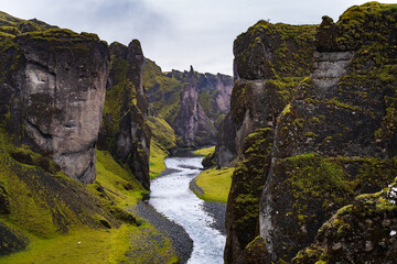 Landscape of Fjaðrárgljúfur Canyon (Iceland)
