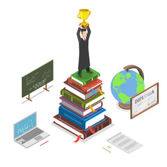 Education isometric flat  concept.