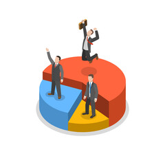 Financial success isometric flat  concept.