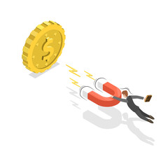 Business success flat isometric low poly  concept.