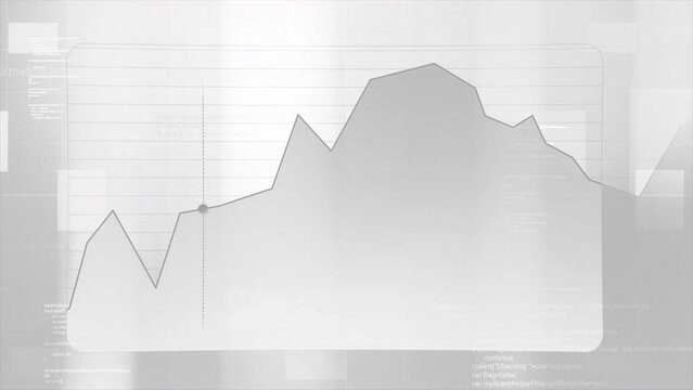 Purple and gray light graph. Motion.A point moving along a graph line that goes up and down in animation.