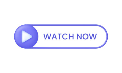 3D Watch now button. Video play icon. Can be used for many purposes.