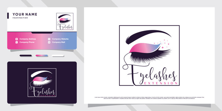 Eyelash logo design for makeup studio with creative concept and business card template