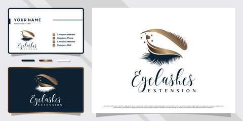 Luxury eyelashes logo design for beauty studio with creative concept and business card template