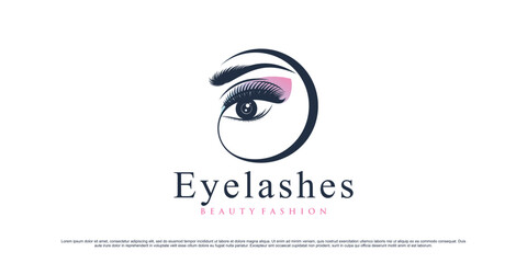 Beauty eyelashes extension logo design for makeup studio with unique concept and creative element