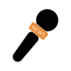 Press news reporter microphone icon | Black Vector illustration |